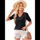 thumbnail image 3 of Blusas de Mujer, -Verano 2025, Suéter de Corta, Moda, Elegante, Informal, Blusa de Punto Versátil Negro XL, 3 of 7
