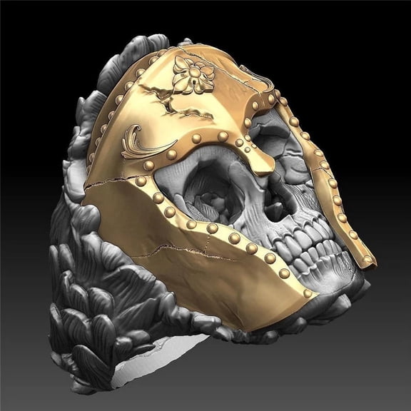 Creative Skull Vintage Two Tone Rings For Women Antique Punk Jewelry Hip Hop Gold Silver Color Ring Halloween Gifts