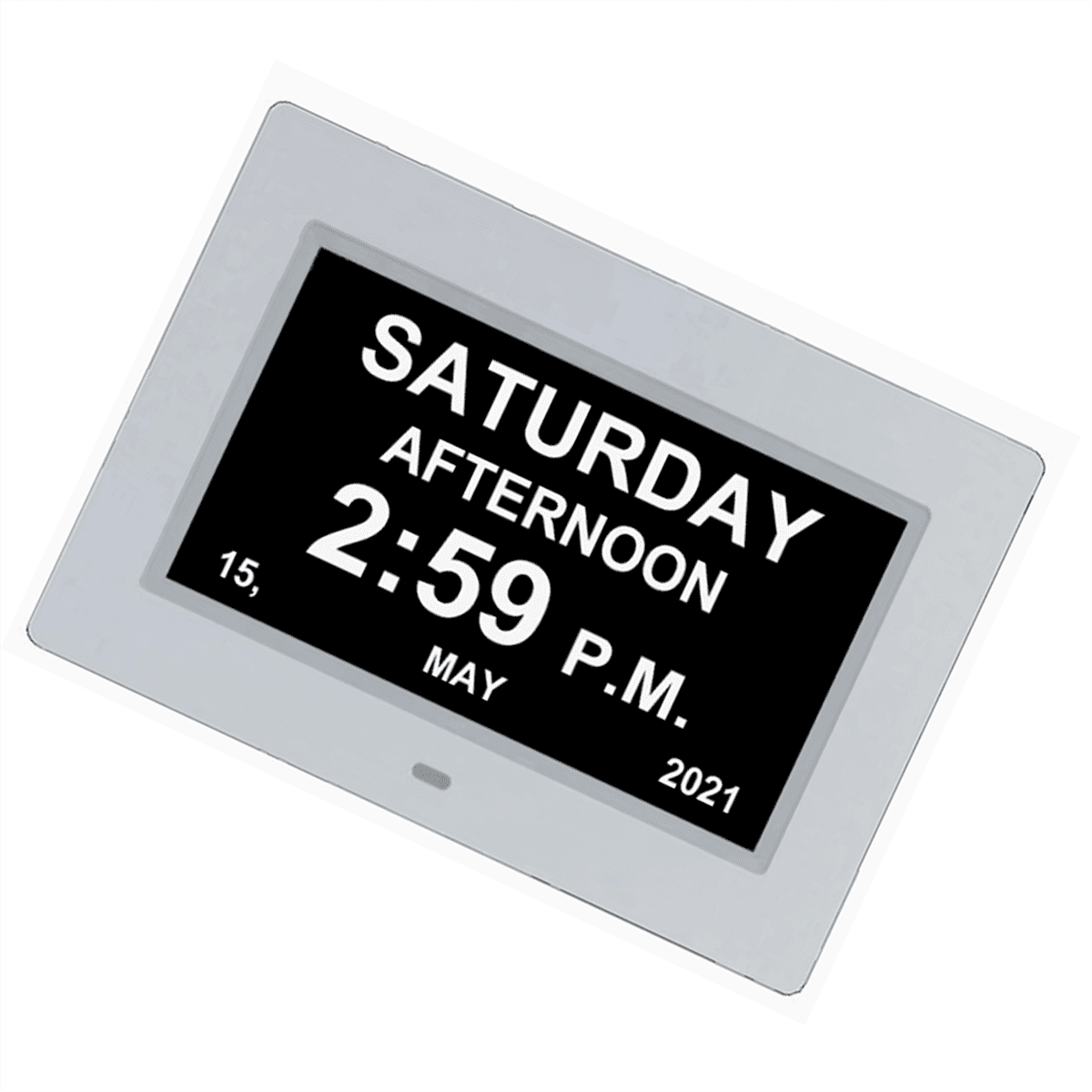7 Inch Digital Calendar Alarm Clock Photo Frame Media Player,Large Dementia Alzheimers Clock,1 * 7 inch Digital Alarm Clock,White