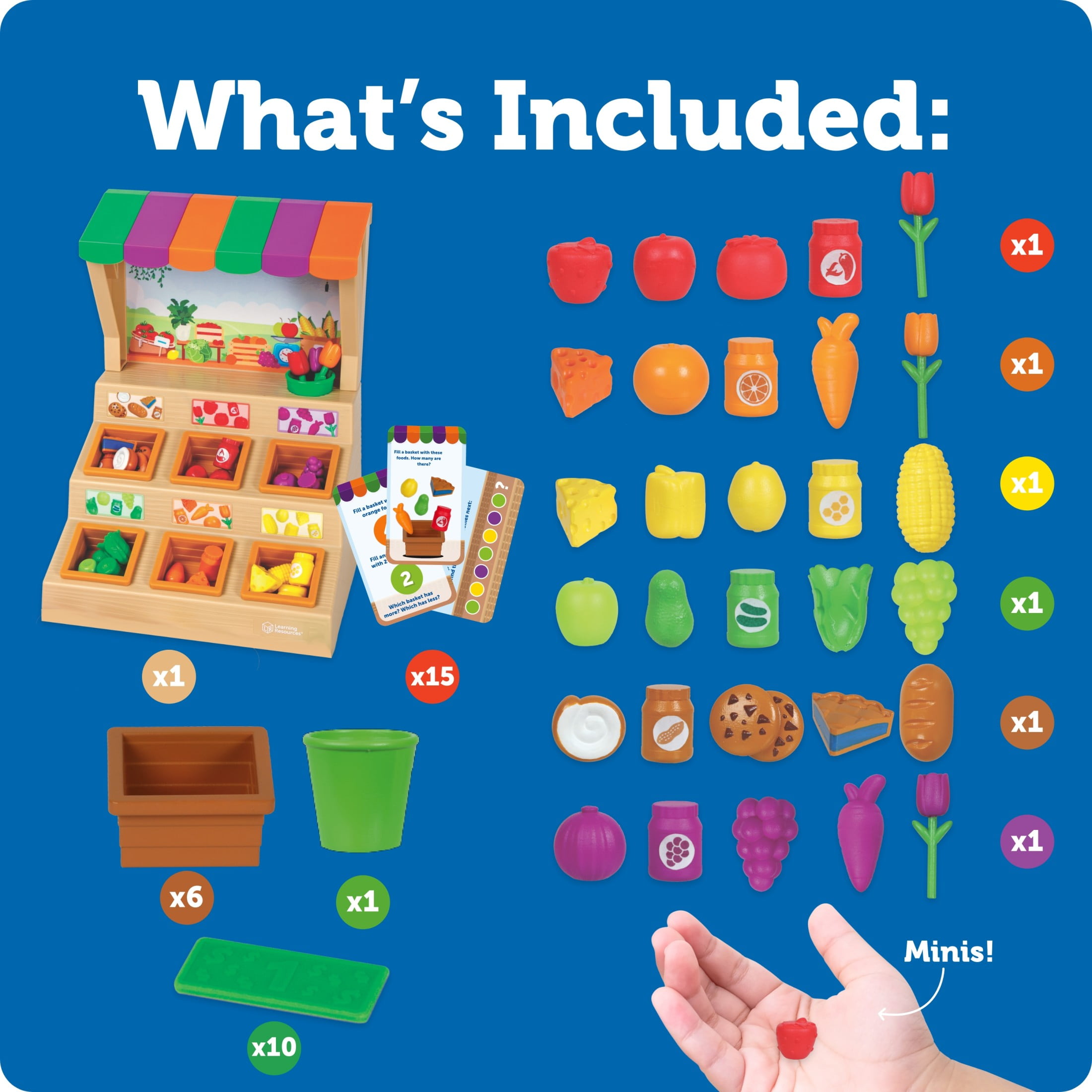 Learning Resources Mini Farmstand Sorting Set Play Food for Kids Sorting Toys for Toddlers Ages 3 and Up