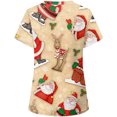thumbnail image 3 of Pompotops Blouse de Travail pour Femmes de Noël à Manches Courtes, Col en V, Imprimée, Chandail T-Shirt Haut, 3 of 4