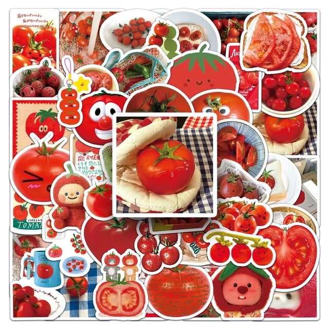 Stickers Tomato, 50 unidades, bonitas calcomanías de frutas con dibujos animados para computadora po