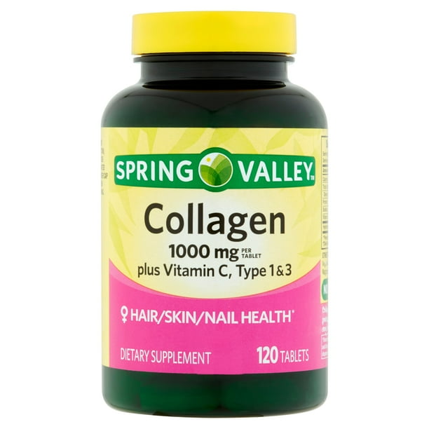 Spring Valley Collagen Type 1 3 Plus Vitamin C 1 000 Mg Tablets 1 Count Walmart Com Walmart Com