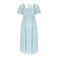 thumbnail image 6 of Oplxuo Women‘s Summer Boho Floral Midi Dress 2025 Casual Short Sleeve Square Neck Flowy Beach Vacation Long Dress, 6 of 7