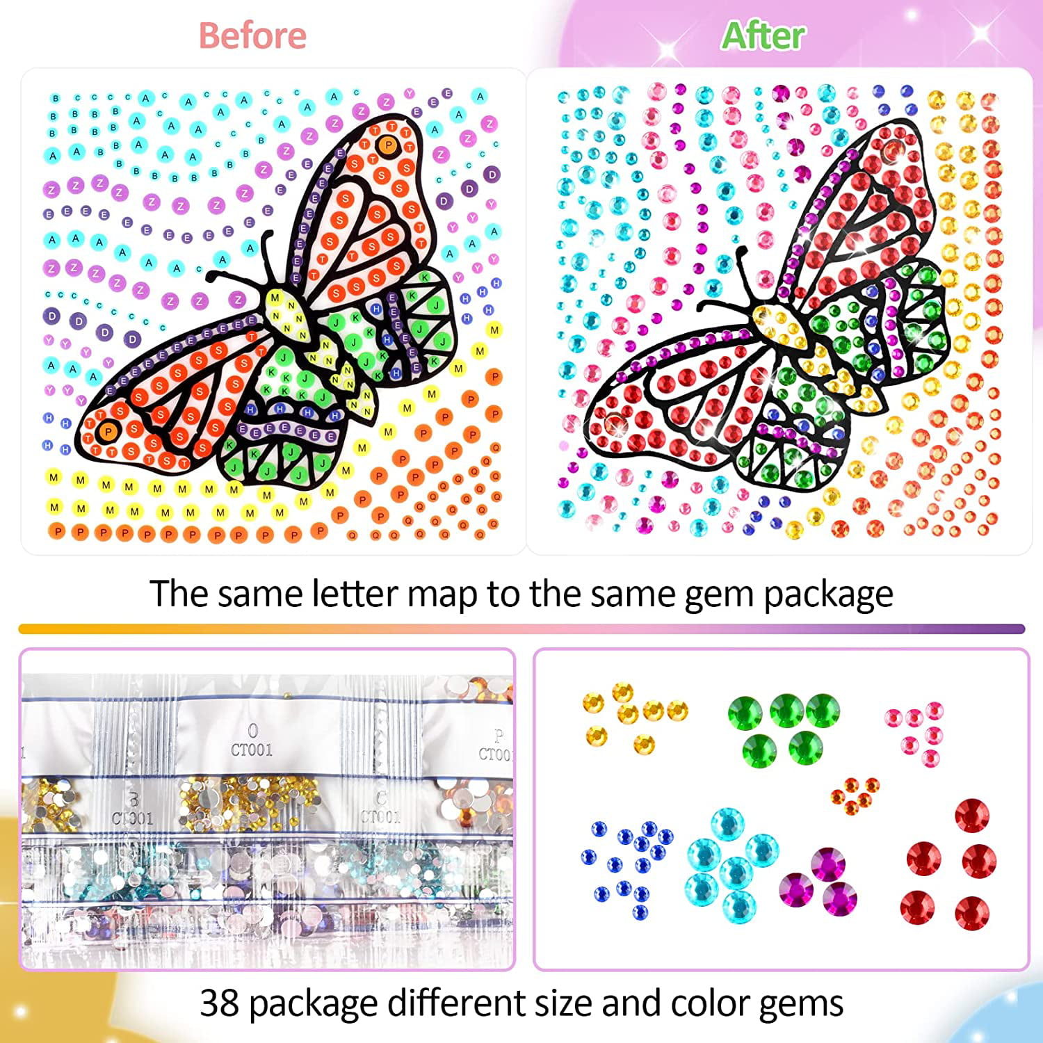 5PCS Suncatcher Gem Art Kit for Kids, 4 Themes Window Art, Arts and Crafts  for Girls Ages 8-12, Sun Gemstone Kits Diamond Painting Kits for Kid, Great