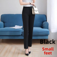 thumbnail image 1 of Pantalones de mujer de nueve puntos con pierna recta y cintura alta, ajustados y gruesos, para trabajo en hoteles, color negro, 1 of 4
