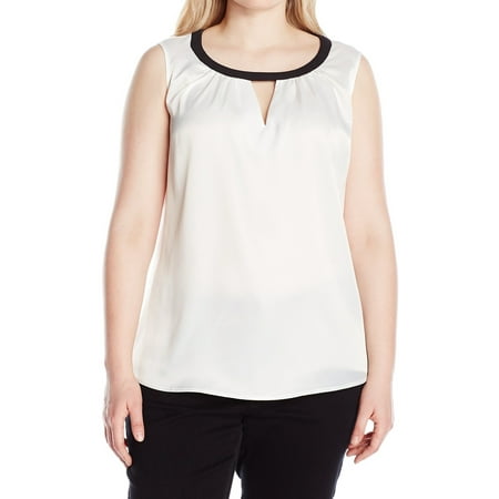 Charmeuse Tank - Kasper NEW White Women's Size 1X Plus Charmeuse Keyhole Tank Cami Top