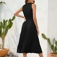 thumbnail image 5 of Rvkxad Womens Summer Dresses Clearance Under $10 Sleeveless Casual Spring Dress Empire Waist Maxi Long Tie Front A-Line Flowy Casual Smocked Dresses Black XXL, 5 of 5