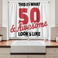 thumbnail image 2 of Ambesonne 50th Birthday Kitchen Curtains, 50 Years Warm Colors, 55"x39", Red Black White, 2 of 3