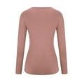thumbnail image 7 of AXXD Pink Basic Summer Tops for Women 2024 Winter Sexy Elasticity V Neck Long Sleeve Tops Versatile Regular Blouse, 7 of 7