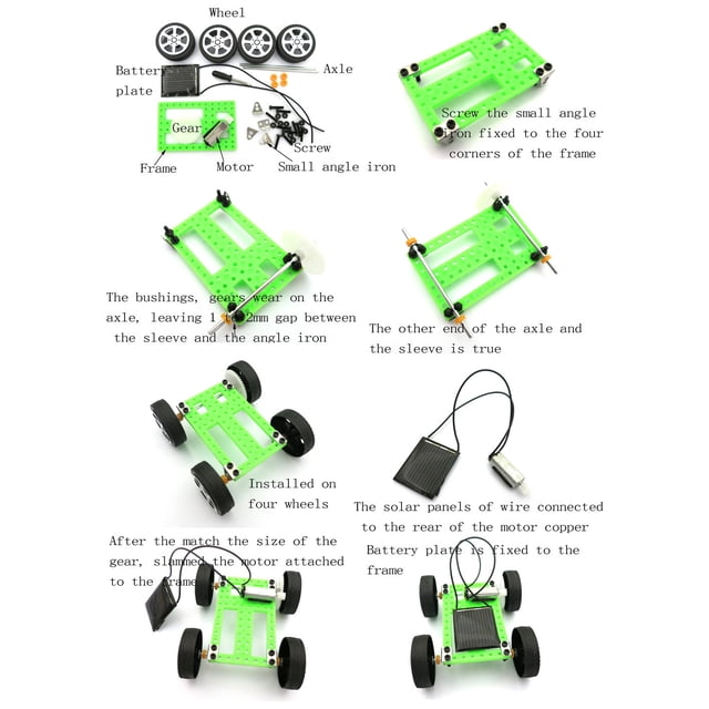Mini Solar Powered Diy Toy Car Kit Educational Children Science Project Learning Gadget Assembly Hobby Craft Motor Vehicle Model Puzzle Building Fun Solar Energy Kids Experiment Green,blac