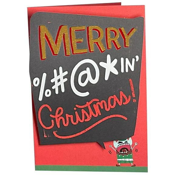 Designer Greetings Excited Swearing Elf in Green Outfit 3D Spring Activated Pop Out Humorous / Funny Christmas Card