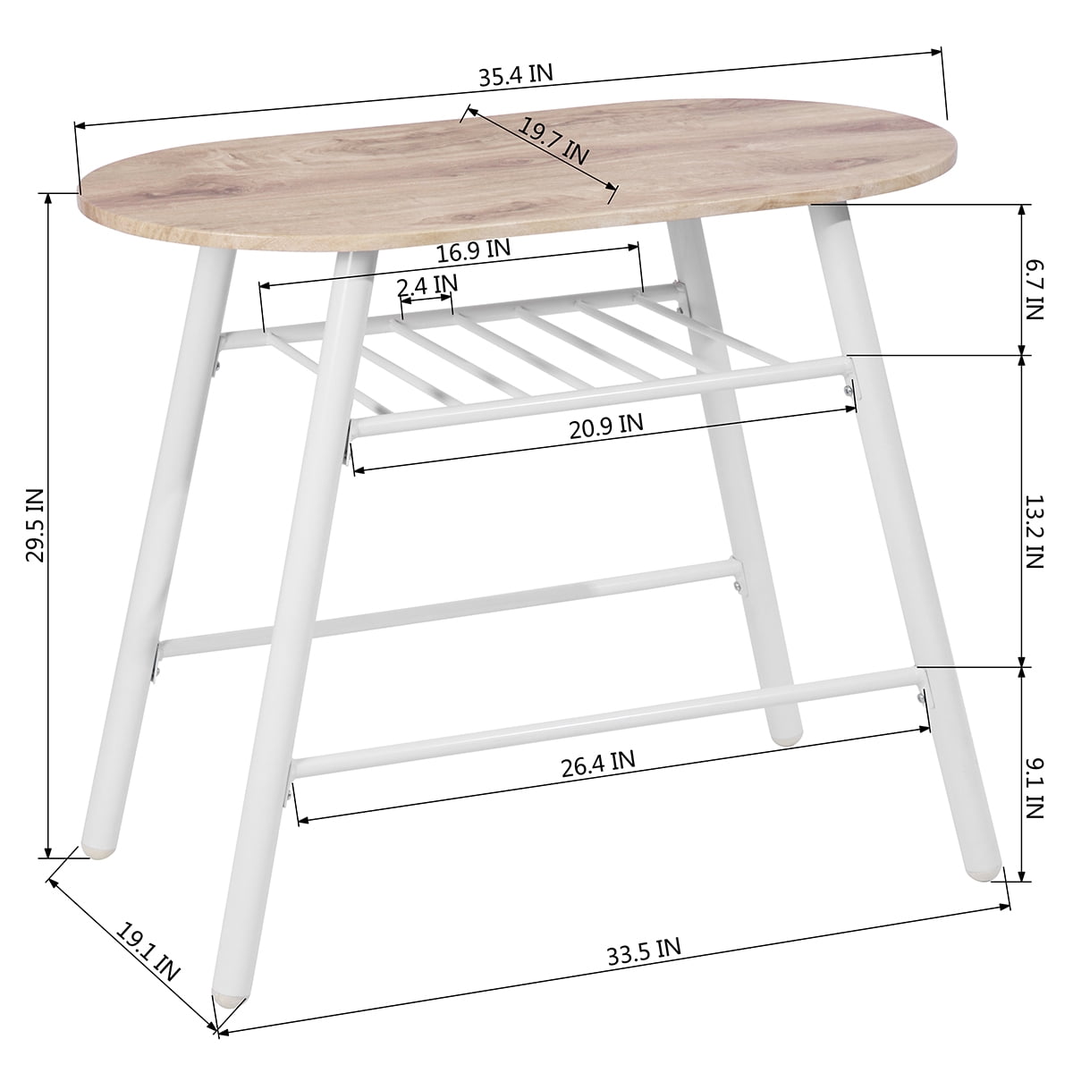 Private Jungle Dining Set Compact 2 Chairs and Table Set with Metal Frame and Shelf Storage Bistro Pub Breakfast Space Saving - oak & white Private Jungle Dining Set Compact 2 Chairs and Table Set with Metal Frame and Shelf Storage Bistro Pub Breakfast Space Saving - oak & white