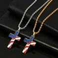 thumbnail image 3 of GKNET Men Women American Flag Cross Pendant Necklace Religious Delicate Jewelry Rope Chain 24"-Silver, 3 of 7