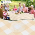 thumbnail image 3 of decorUhome Rectangle Tablecloth, Waterproof Vinyl Flannel Backed Table Cloth, Buffalo Wipeable Plastic Table Cover for Kitchen and Outdoor, Beige and White, 60" x 84", 3 of 9
