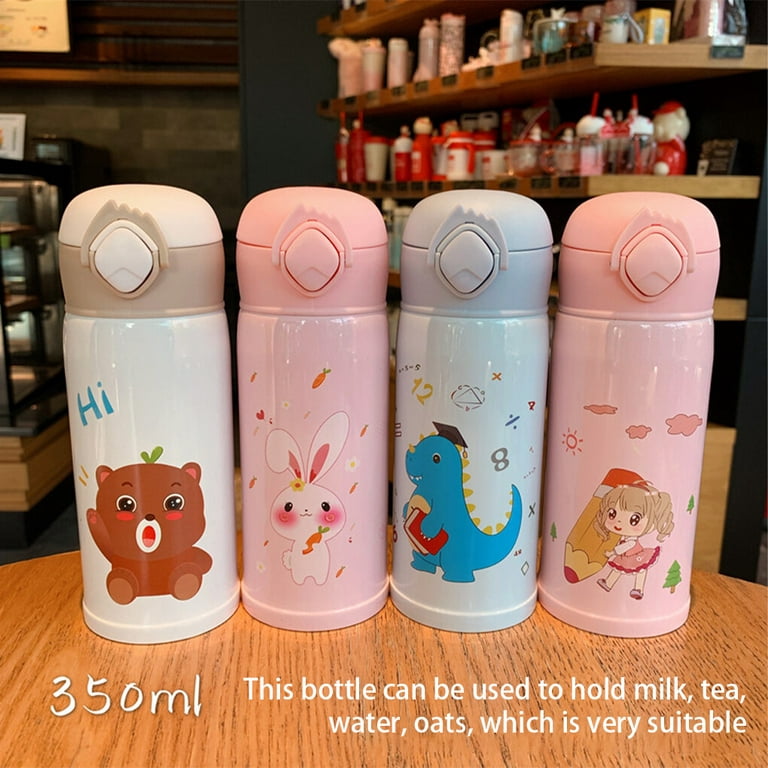 GeweYeeli Creatively Bottle Thermos Cup Stainless Steel Bottles Water  Vacuum Kids Mug Children Thermal Drinking Portable Present Pink Girl