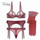 thumbnail image 1 of Vars Ultra-thin Transparent Yarn Linrie Set Bras+garters+thongs+ings 4 Pcs For Women, 1 of 3