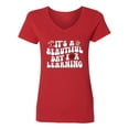 thumbnail image 2 of Wild Bobby It's A Beautiful Day For Learning, Vintage Teaching Shirt, Back to School Women Standard V-Neck Tee, 2 of 5