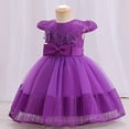 thumbnail image 5 of REORIAFEE Toddler Girl Tutu Dress Princess Party Dress Tulle Formal Dress Sleeveless Lace Bow Mesh Dress Gauze Dress Princess Dress Purple 0-6 Months, 5 of 9