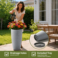 thumbnail image 7 of FIASON 2 Pack 21 Inch Light Gray Sand Tall Planters, Indoor Outdoor Textured Plant Pots with 2-in-1 Saucer & Drainage, Concrete Look Flower Pots for Patio Garden Living Room, 7 of 7