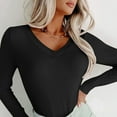 thumbnail image 6 of idosla Deep V Neck Long Sleeve Shirts for Women Sexy Slim Fitted T Shirt Tops (Black, S), 6 of 8