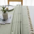 thumbnail image 2 of Mantel Rectangular, Mantel de Lino de Algodón con Pompones, Decoración Moderna de Mesa de Cocina (Rejilla Verde, 140*180cm) Rojo Verde, 2 of 5