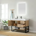 thumbnail image 5 of Vinnova Alistair 42" White Stone Top Oak Single Vanity Black Frame with Mirror, 5 of 17