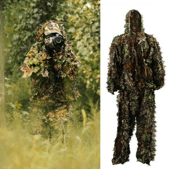 Leaf Camouflage Ghillie Suit M/L Set – 3D Leafy Camouflage for Hunting and Outdoor Activities