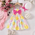 thumbnail image 2 of Toddler Baby Girls 2PC Outfits Dress Easter Dresses Vacation Cute StrawberrySleeveless Big Bow Dress and Soft Sun Hat Summer Flowy Beach Dresses Two Piece Sets #Yellow 3-4 Years, 2 of 7