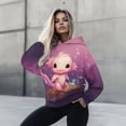 thumbnail image 4 of COEQINE Oversized Women's Hoodies Long Sleeves Loose Comfy Fit Cozy Crewneck Sweatshirts Pullover Axolotl Purple Fashion Y2K Hooded Women Sweatshirt Lightweight Casual Wear, S, 4 of 7