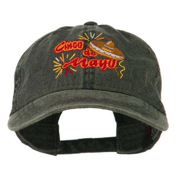 Cinco De Mayo Embroidered Washed Cap - Black OSFM