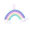 thumbnail image 1 of Tapiz de macramé arcoíris tejido con cordón de algodón para colgar en la pared, decoración artística para habitación infantil F, 1 of 9
