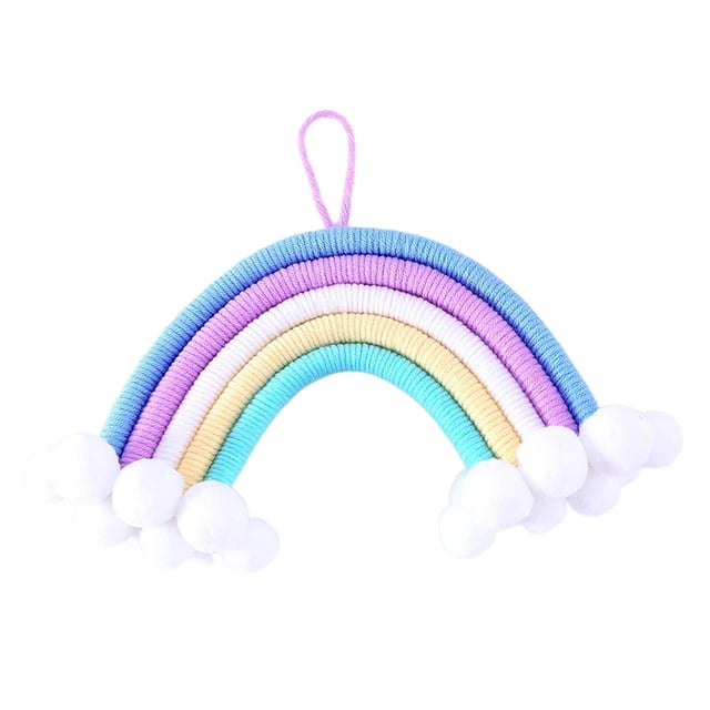 Tapiz de macramé arcoíris tejido con cordón de algodón para colgar en la pared, decoración artística para habitación infantil F