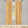 thumbnail image 3 of Vintage Curtains 2 Panels Set, Geometric Pattern with Dots and Flowers in Rectangle, Window Drapes for Living Room Bedroom, 56"W X 84"L, Yellow Peach, by Ambesonne, 3 of 5