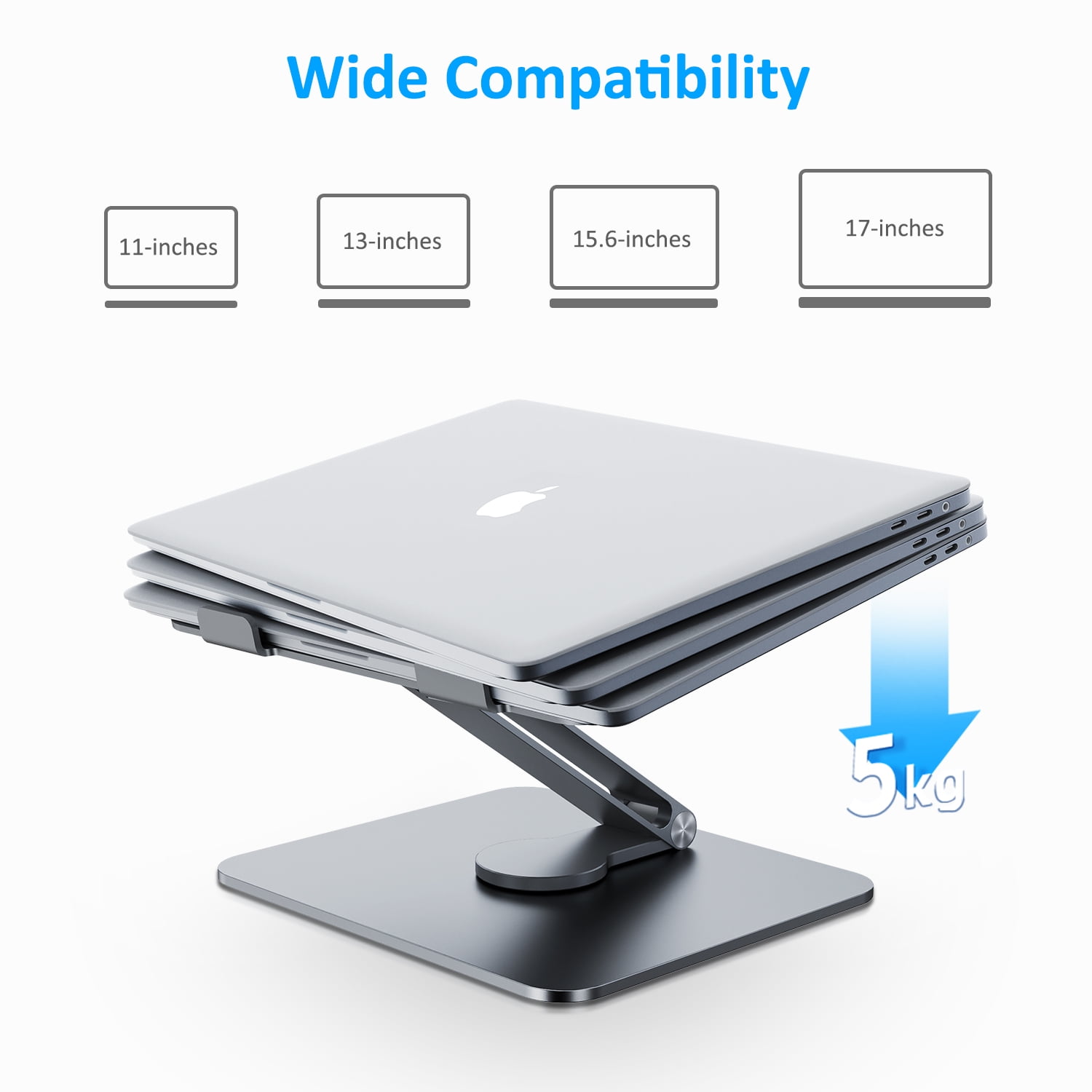 Laptop Stand for Desk Adjustable Portable Stable Laptop Holde Notebook Compatible with MacBook Air/Pro，for Dell, for HP, for ASUS Vertical Stand, Laptops from 10-17in，Silver