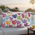 thumbnail image 4 of Colorful Love Heart Outdoor Waterproof Pillow Covers, Modern Art Blue Yellow Red Decorative Rectangle Throw Pillowcase Sofa Cushion Sham for Patio/Couch/Chair, 20"x12" 2 Pack, 4 of 8