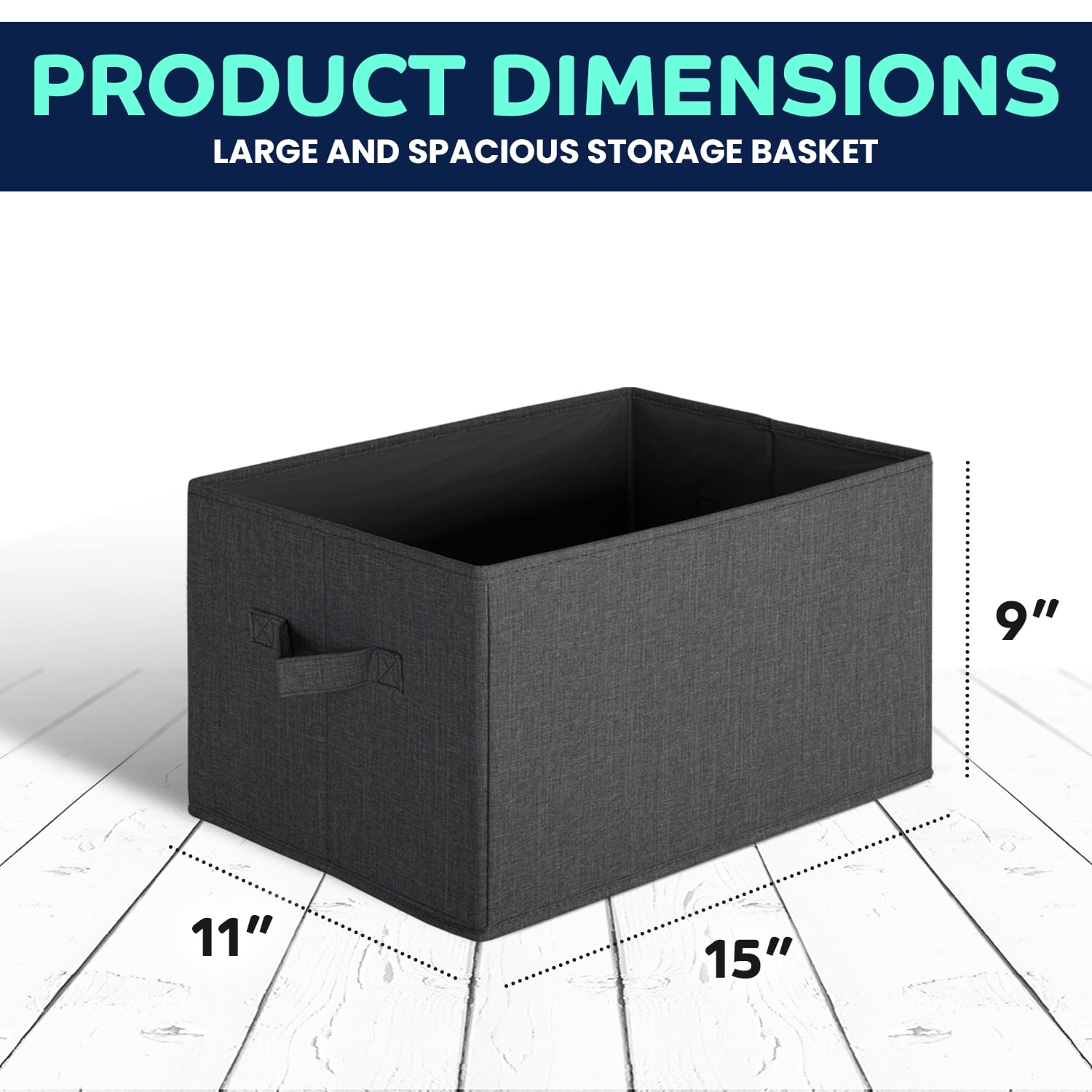 Pomatree Storage Basket - 4 Pack - Fabric Foldable Storage Baskets for Shelves (Black)