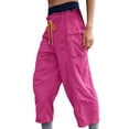 thumbnail image 1 of Womens Boho Cargo Sweatpants High Waisted Drawstring Elastic Waist Pants Baggy Stretchy Wide Leg Pants with Mutil Pockets Spring Fall Outfits Winter Athletic Joggers Trouser Winter Yoga Snow Pants, 1 of 7