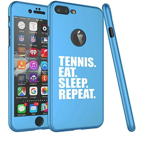 - For Apple iPhone 360° Full Body Thin Slim Hard Case Cover + Tempered Glass Screen Protector Tennis Eat Sleep Repeat (Light Blue For iPhone 7)