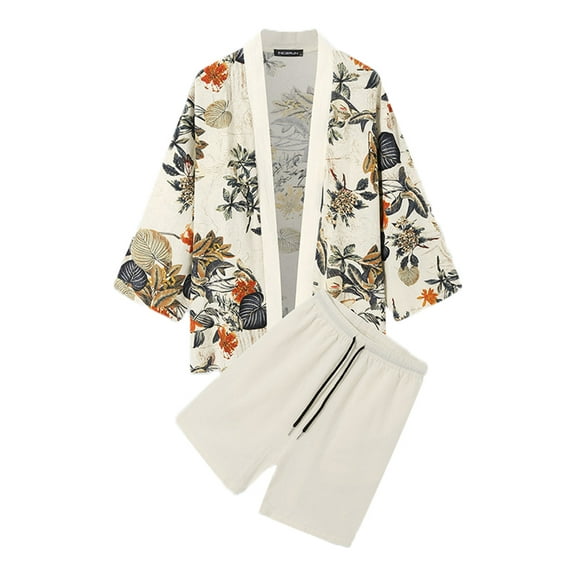 INCERUN Men Long Sleeve Shirts Short Pants Casual Wear Two Pieces Clothing Suits