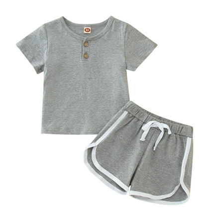 

Rovga Toddler Boys Girls Short Sleeve Solid T-Shirt Tops Shorts Sports Outfits Tracksuit Casual Children Clothing