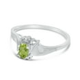 thumbnail image 3 of 14k White Gold Oval Peridot And Diamond Satin Finish Ring, 3 of 8