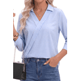 thumbnail image 2 of Fantaslook Striped Tops for Womens 3/4 Sleeve V Neck Shirts Dressy Casual Business Work Blouses Trendy Lapel Tops, 2 of 9