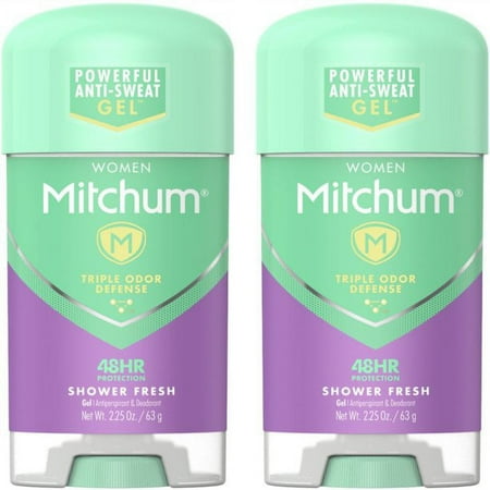 Mitchum Deodorant for Women 2.25 Oz 2 Pk | Advanced Women Gel Antiperspirant Shower Fresh | Clinical Strength Deodorant for Women | Odor Defense | Strong Womens Deodorant Solid | Sweat Block