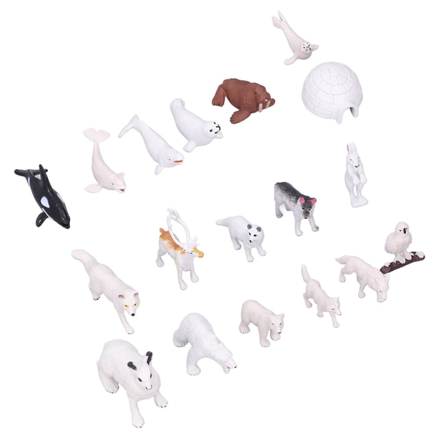 Animales de plástico, 18 piezas, animales árticos, animales polares, figuras de animales, rendimiento sólido