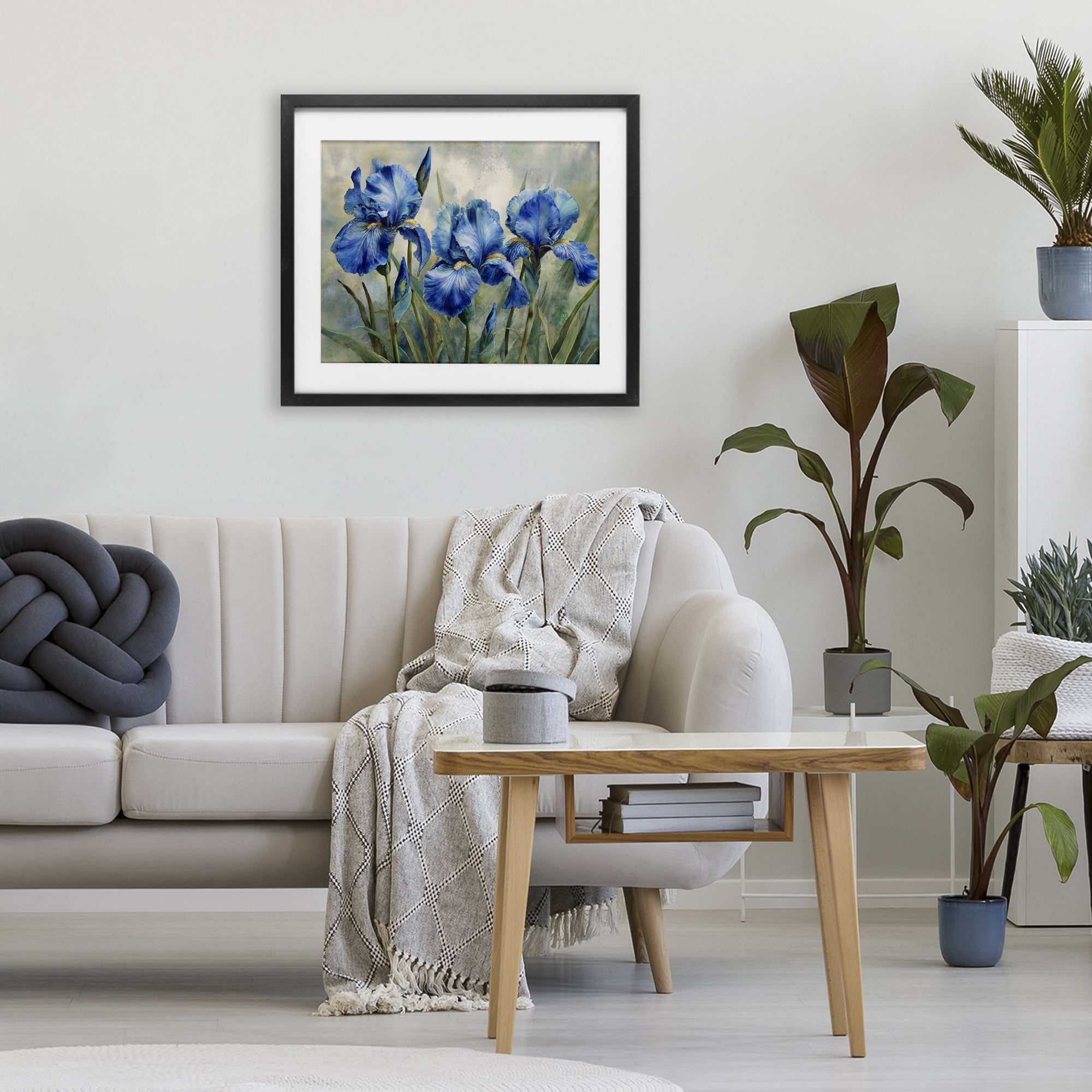 Stupell Industries Drawn Blue Iris Flowers Black Framed Print Under Glass, design by Franklyn Gregory