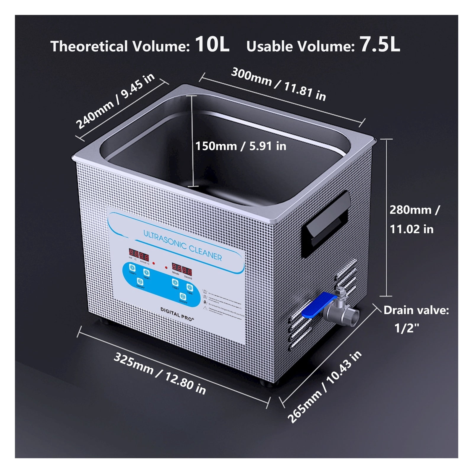 10L Ultrasonic Cleaner 40kH Ultrasound Bath Heated Ultrasonic Cleaning Machine for Carburetor, Tools, Industrial Parts etc