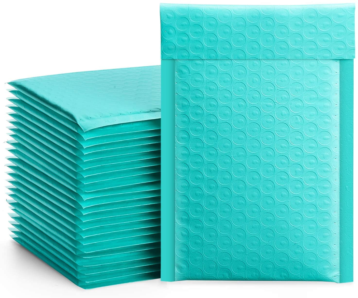 Metronic 50pcs Poly Bubble Mailers 4x8 Bubble Mailers Teal Inch Padded Envelopes #000 Bubble Lined Poly Mailer Self Seal 