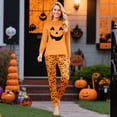 thumbnail image 2 of Halloween Pajamas Family Set - 2 piece Pumpkin Face Print Long Sleeve Tops + Pants Sleepwear,Cartoon Spooky Theme Halloween Pajamas for Family Photos for S Pjs, 2 of 5