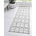 thumbnail image 3 of Unique Loom Matrix Trellis Collection Area Rug - Tile (2' 7" x 16' 5" Runner, White/ Gray), 3 of 4